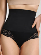 Women's High Waist Shaping Panty with Lace Detail