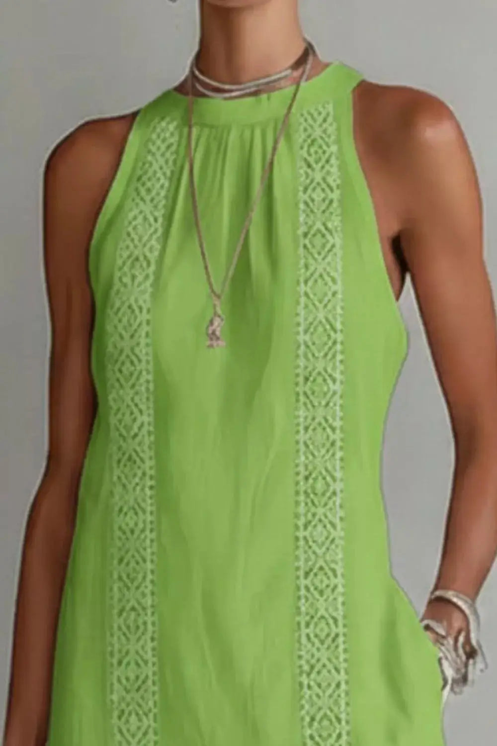 Sleeveless Side Slit Dress with Pockets Trendsi
