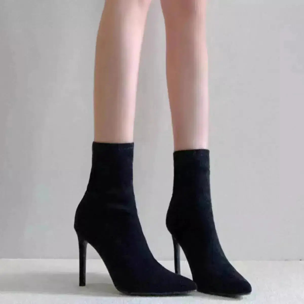 Suede Stiletto Boots with Pointed Toe by Parfymia