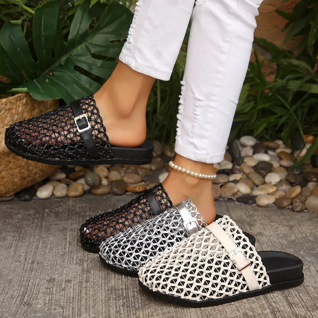Breathable Mesh Buckle Decor Sandals For Women Stylish Everyday Comfort — Parfymia