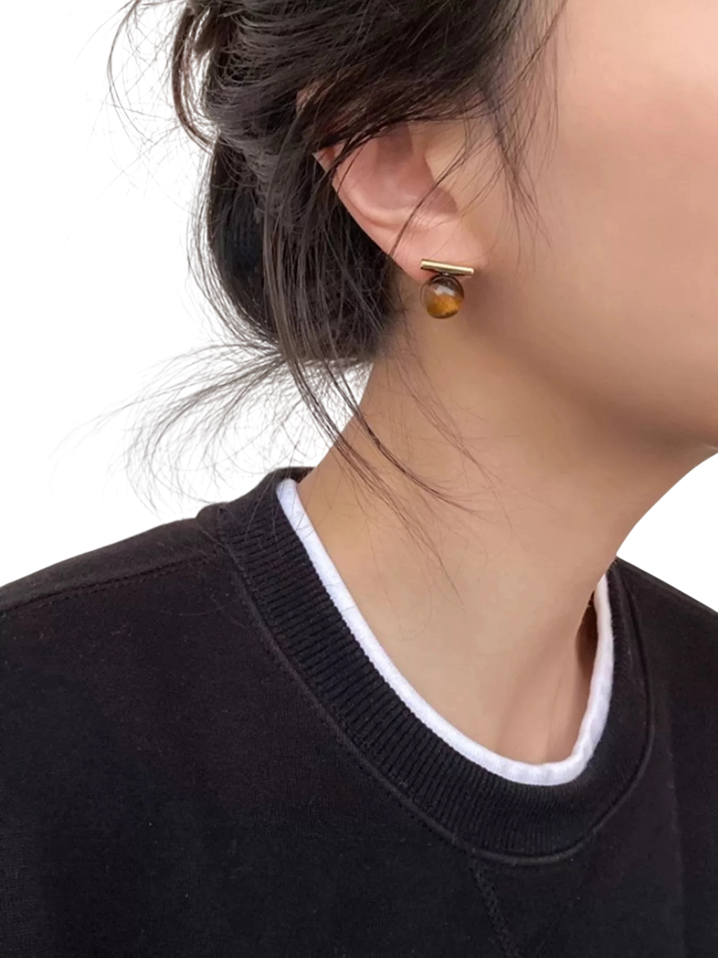 Women's Tiger Eye Stone Stud Earrings