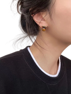 Women's Tiger Eye Stone Stud Earrings