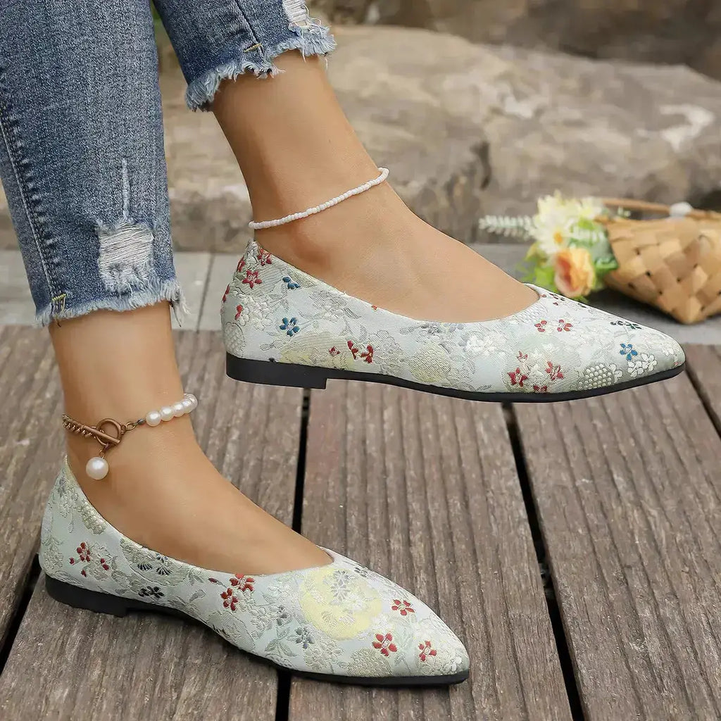 Rhinestone Accented Point Toe Flats for Women by Parfymia