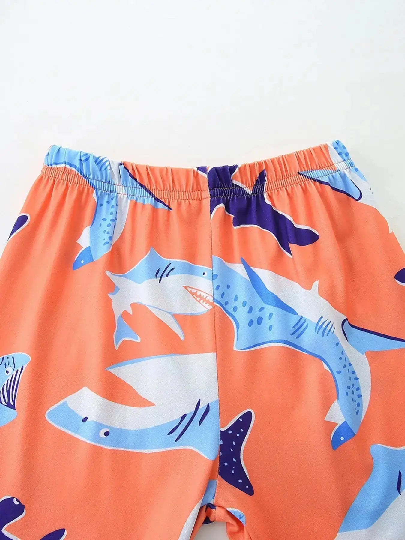 Shark Print Children's Casual Tee and Shorts Set by Parfymia