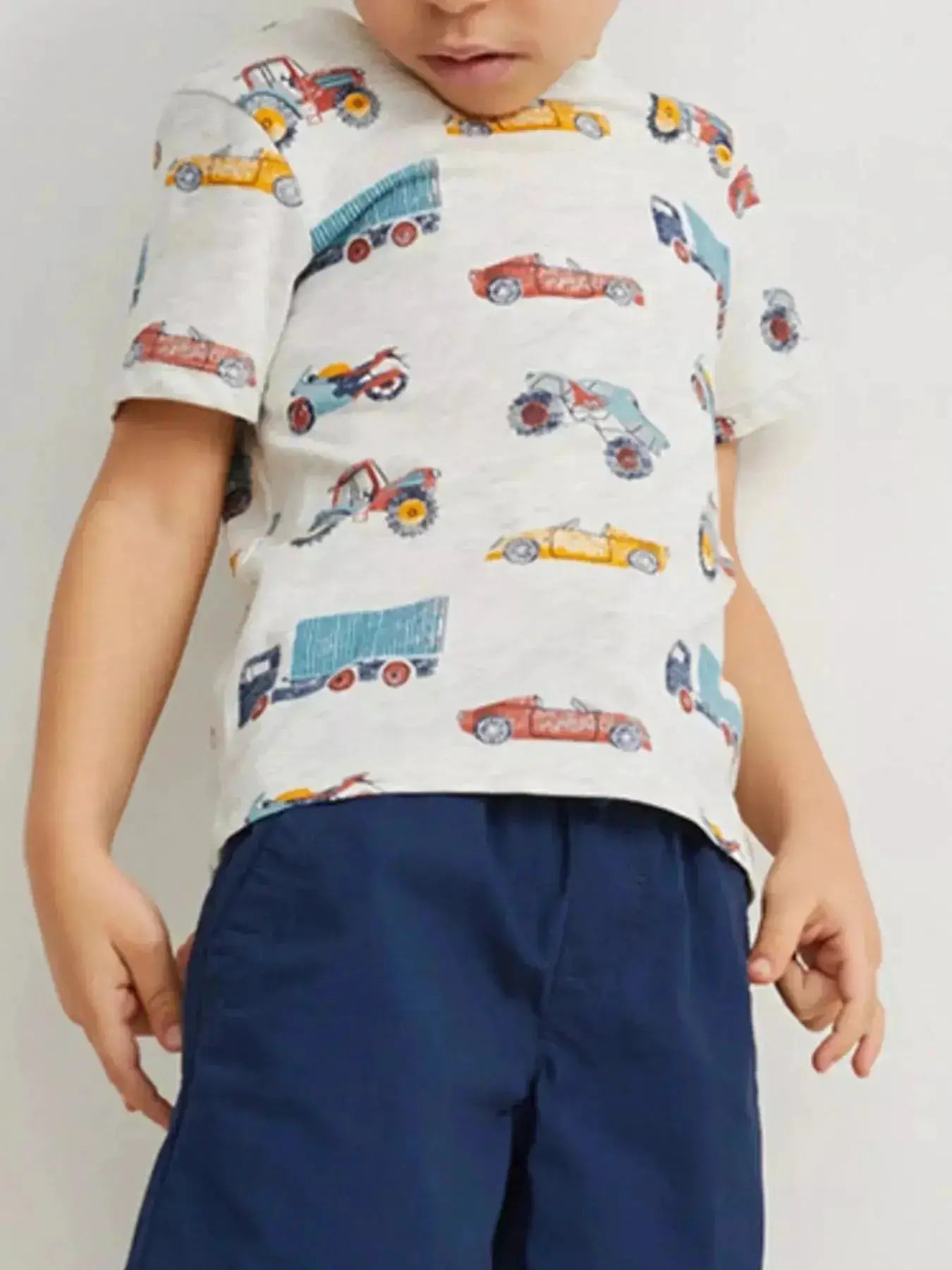 Vehicle Print Short Sleeve T-Shirt for Children by Parfymia