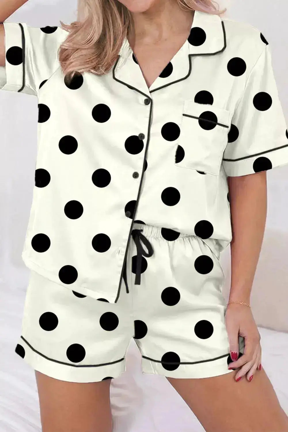 Women's Loungewear Set with Polka Dot Print
