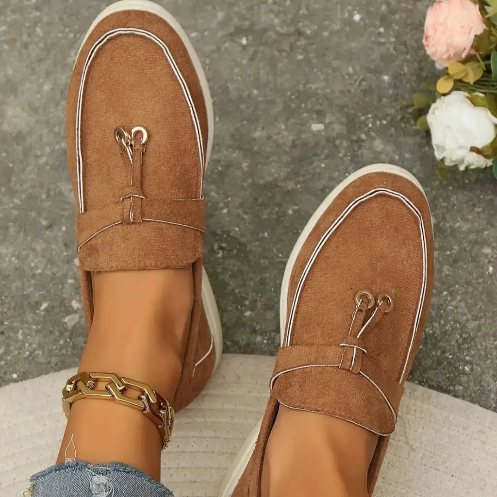 Durable Polyester Rubber Casual Round Toe Slip-Ons by Parfymia