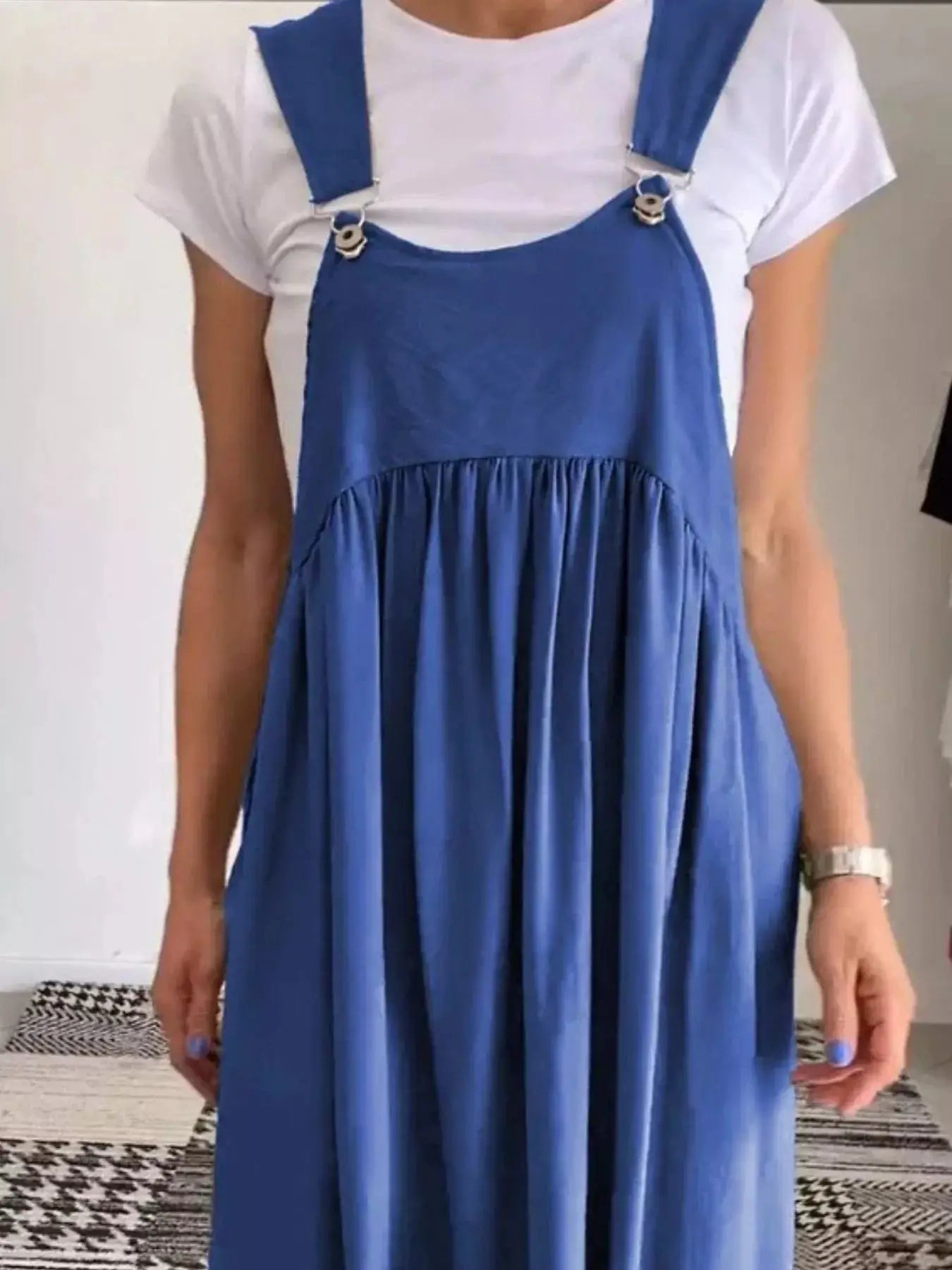 Full Size Ruched Wide Strap Overall Maxi Dress Plus Size Trendsi