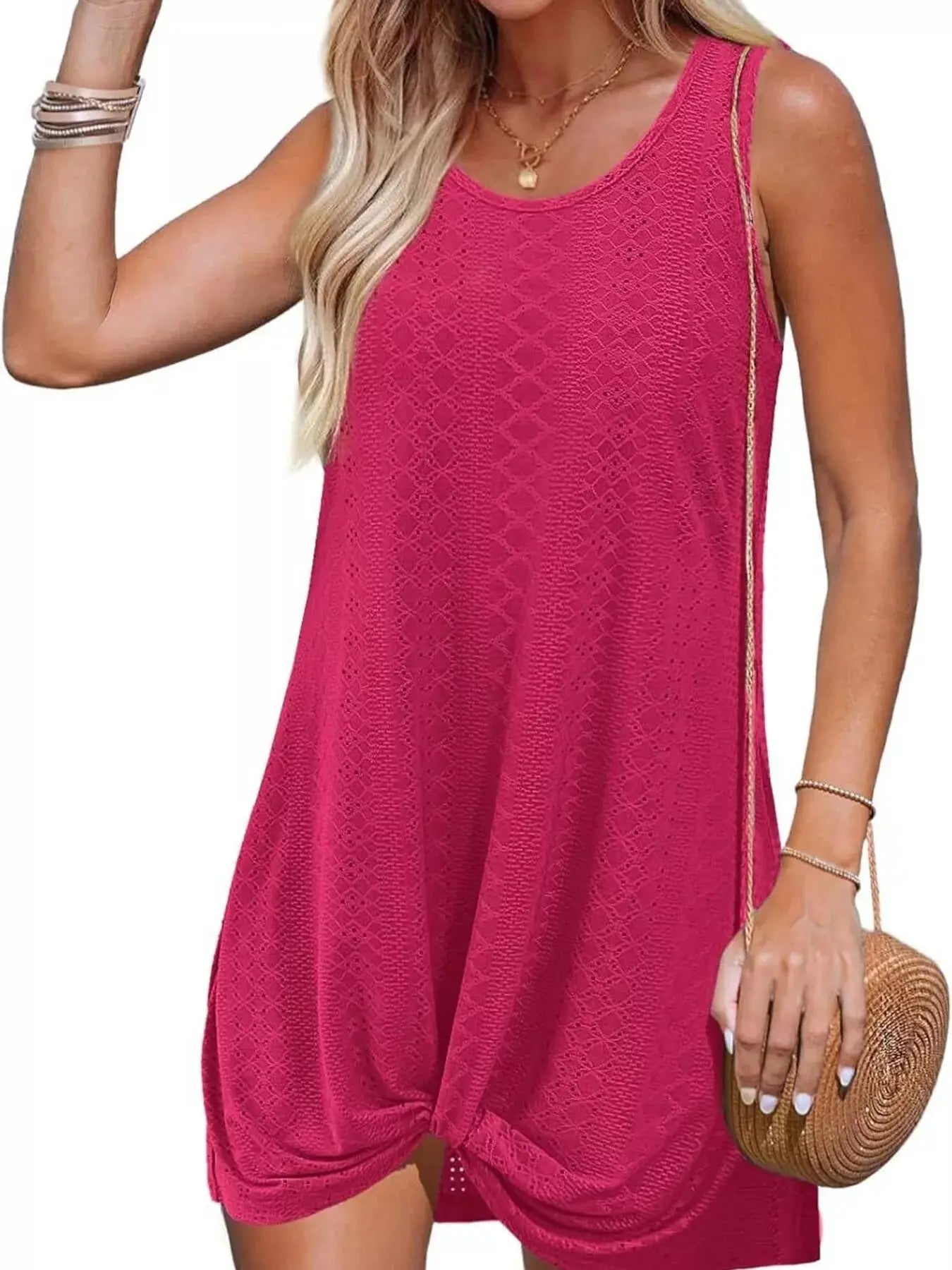 Sleeveless Knotted Hem Tank Dress Trendsi