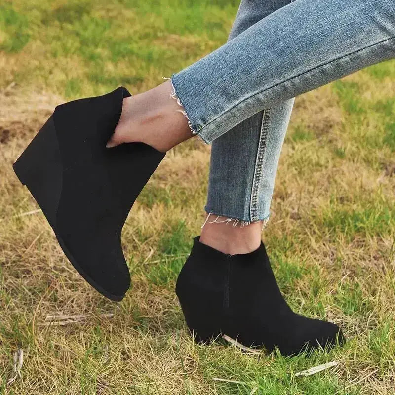 Elegant High Heel Ankle Boots with Side Zip Closure by Parfymia