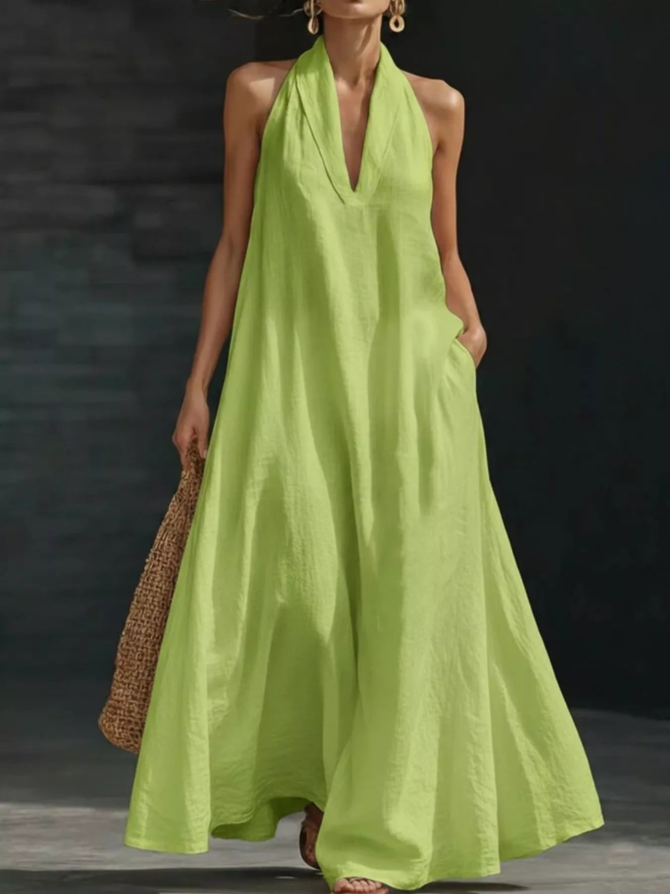 Women's Maxi Dress – Halter Neck Sleeveless