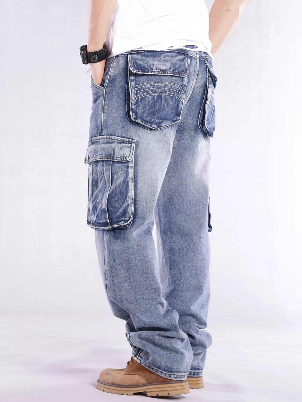 Men's Cargo Jeans Loose Fit