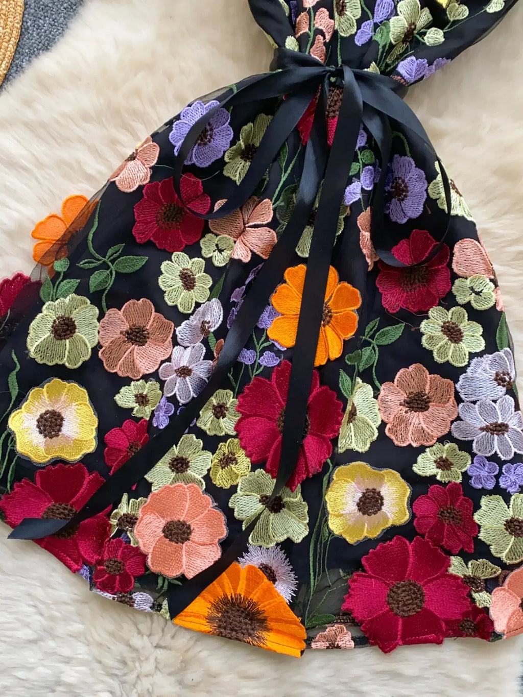 Floral Tie Waist Mini Dress Trendsi