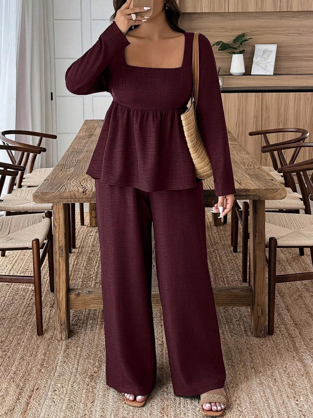Women's Plus Size Pants Two-Piece Set