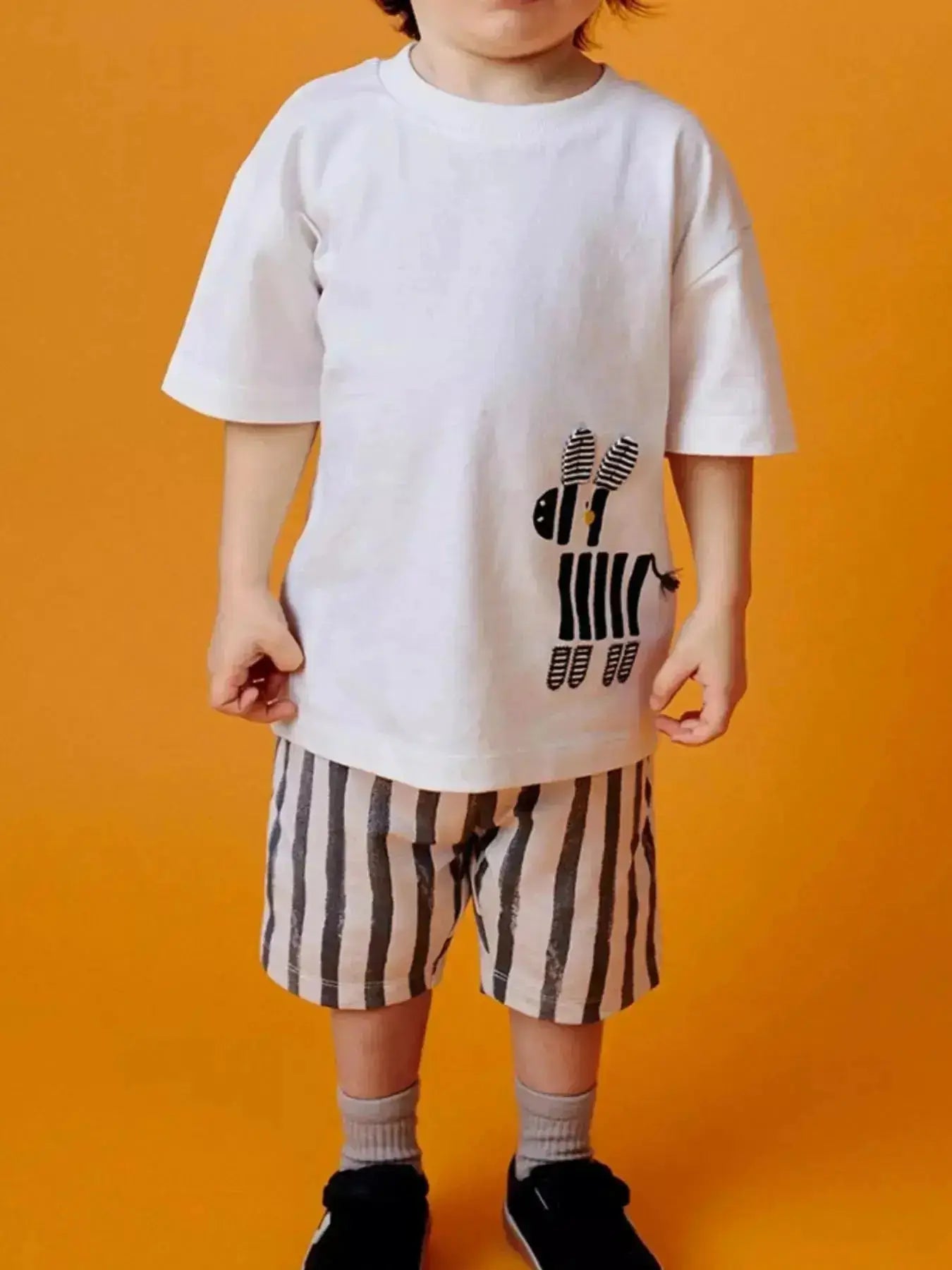 Zebra Stripe Children's Short Sleeve Tee and Shorts Set by Parfymia
