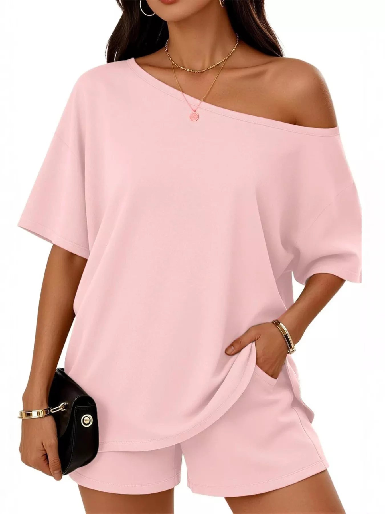Women's Shorts Set One Shoulder Plus Size