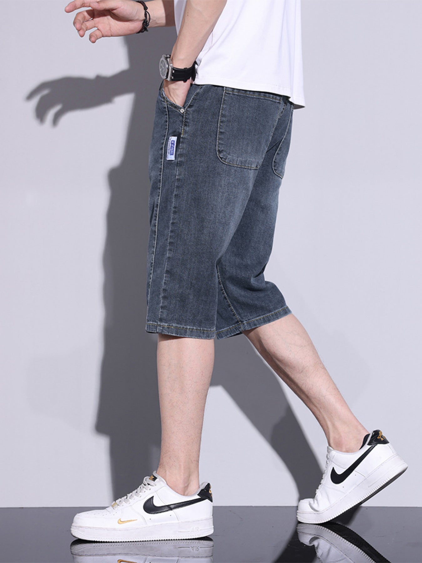 Men's Casual Washed Denim Shorts