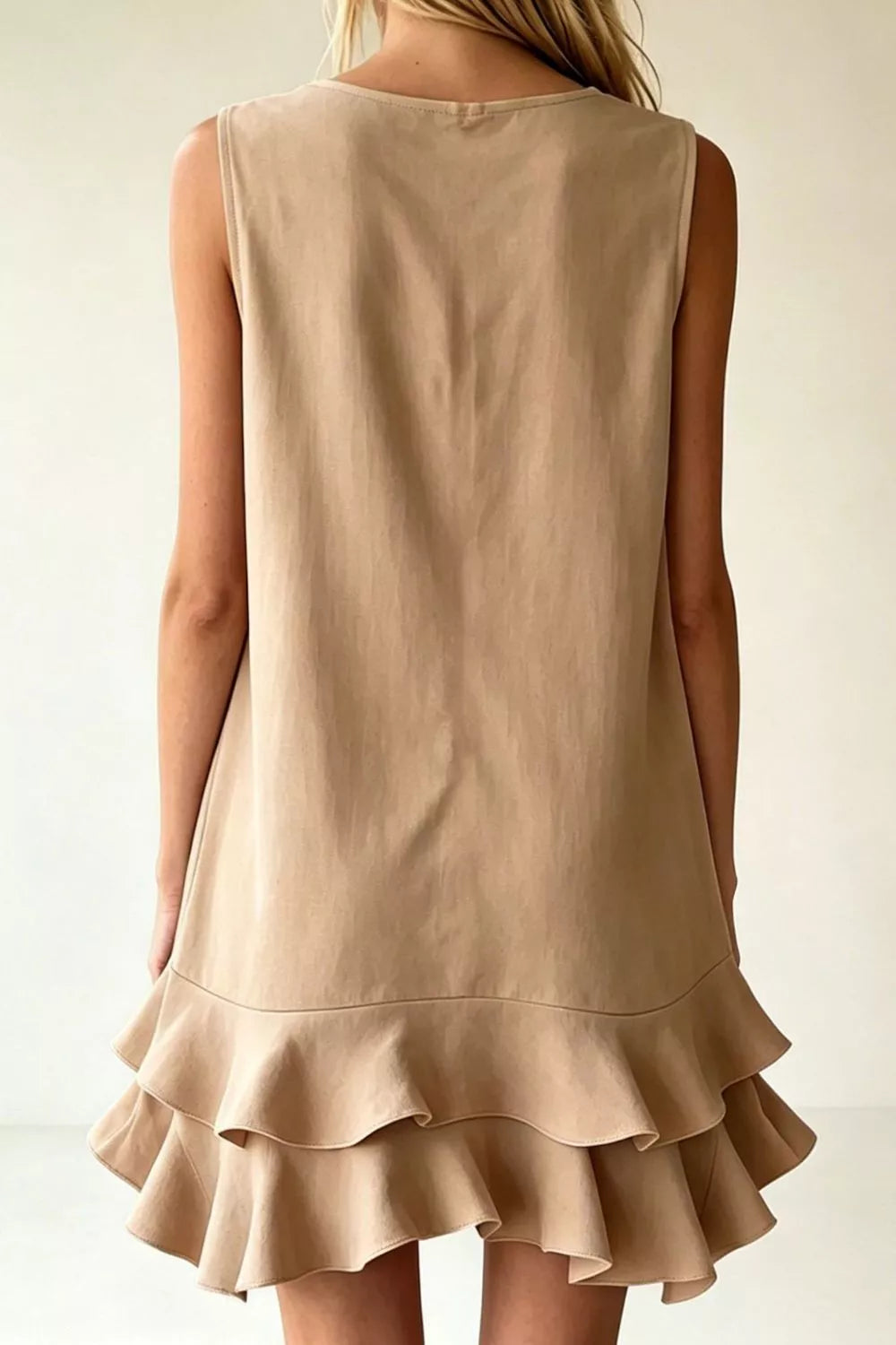 Women's Mini Dress – Ruffle Hem V-Neck