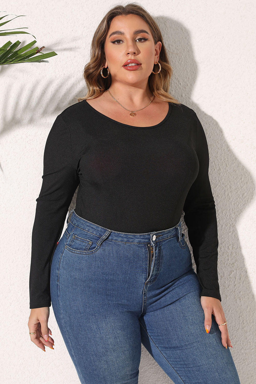 Women's Plus Size Long Sleeve Bodysuit