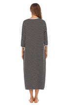 Women's Midi Dress – Round Neck Three-Quarter Sleeve