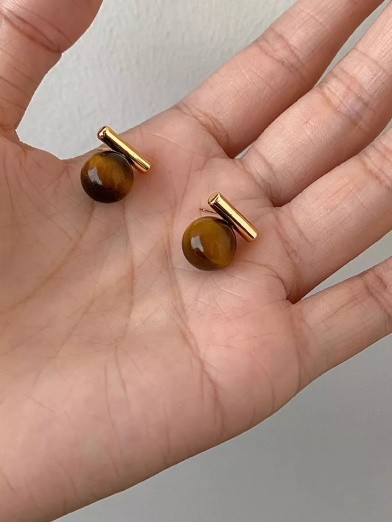 Women's Tiger Eye Stone Stud Earrings