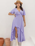 Women's Plus Size High-Low Surplice Dress