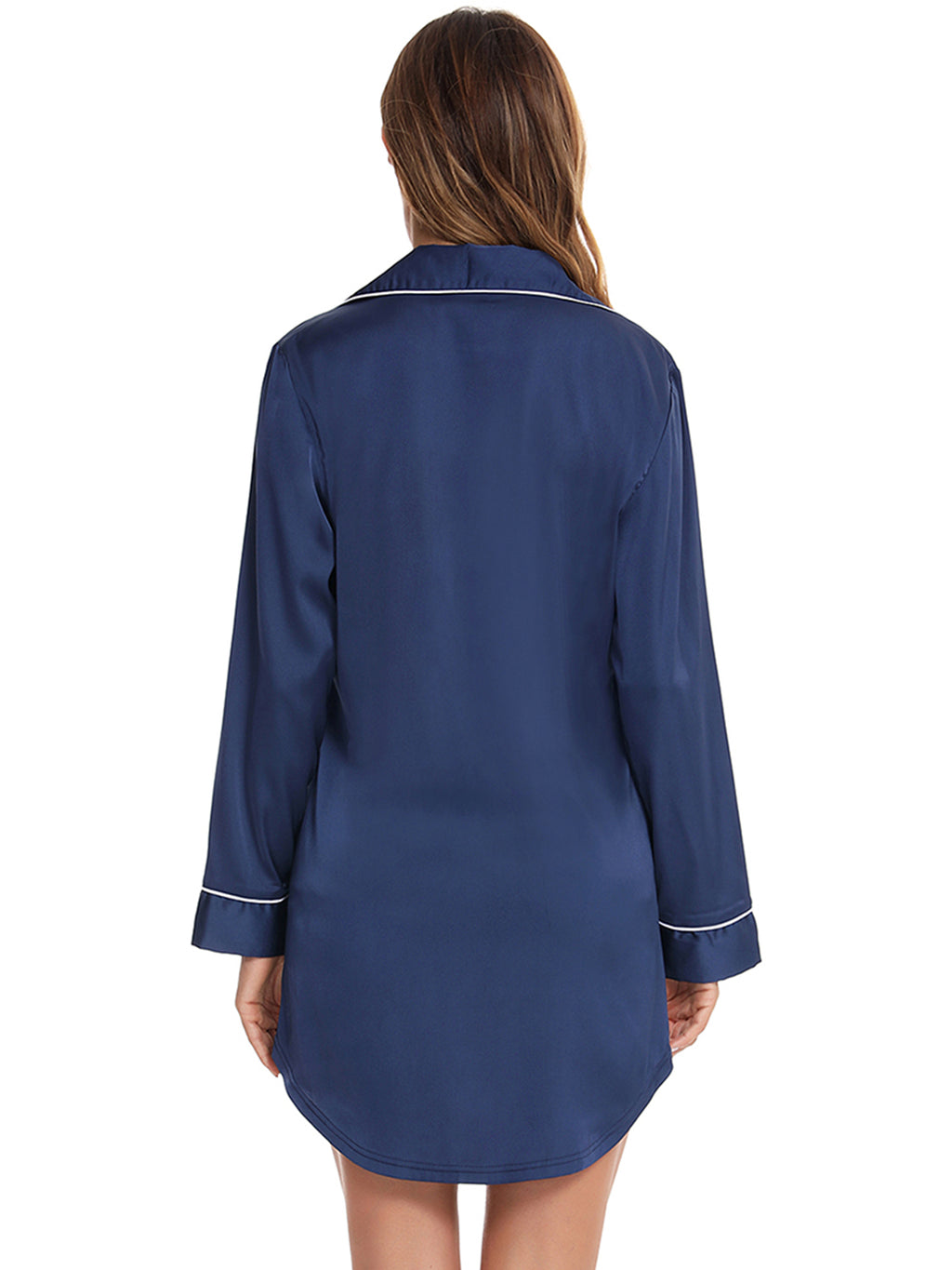 Women's Dress – Button Up Lapel Collar Night Dress