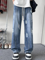 Men's Pants Distressed Wide Leg Jeans Plus Size