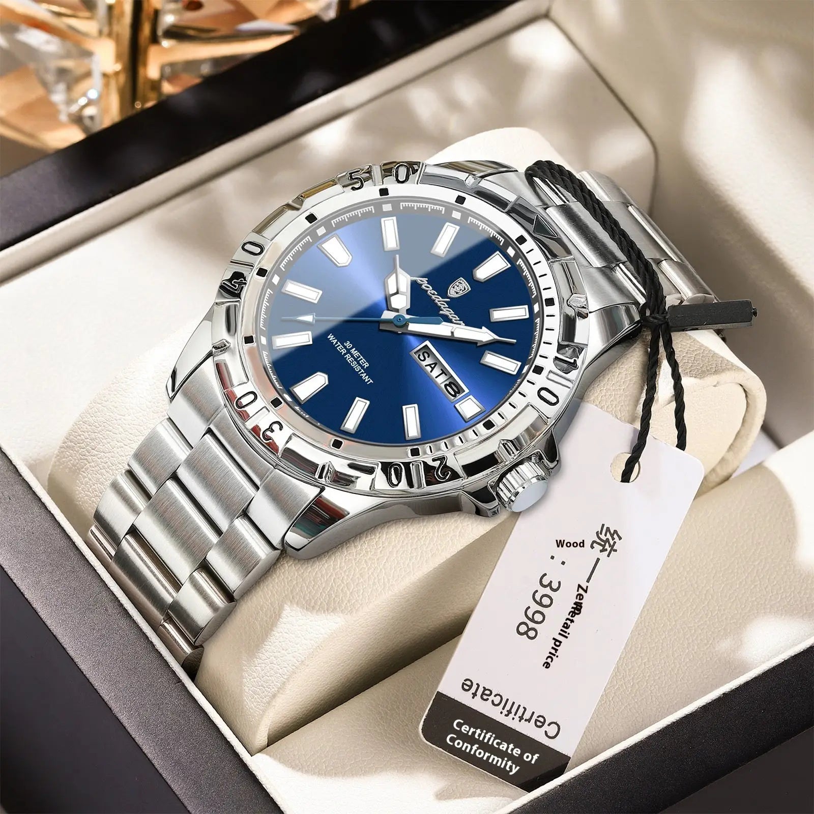 Men's Waterproof Luminous Fashion Watch – Swiss Style, Ultra-Slim 6mm Dropshipman