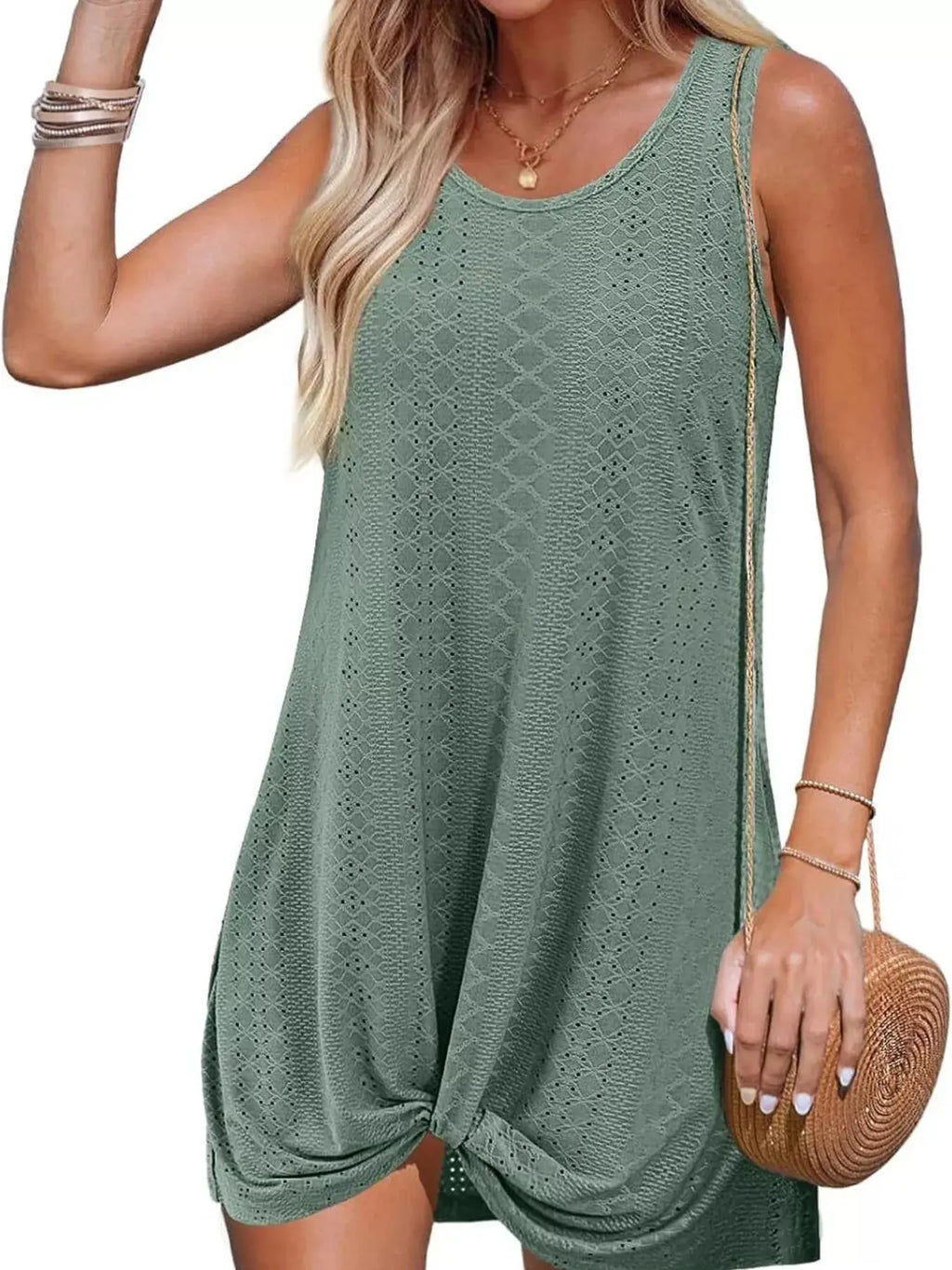 Sleeveless Knotted Hem Tank Dress Trendsi