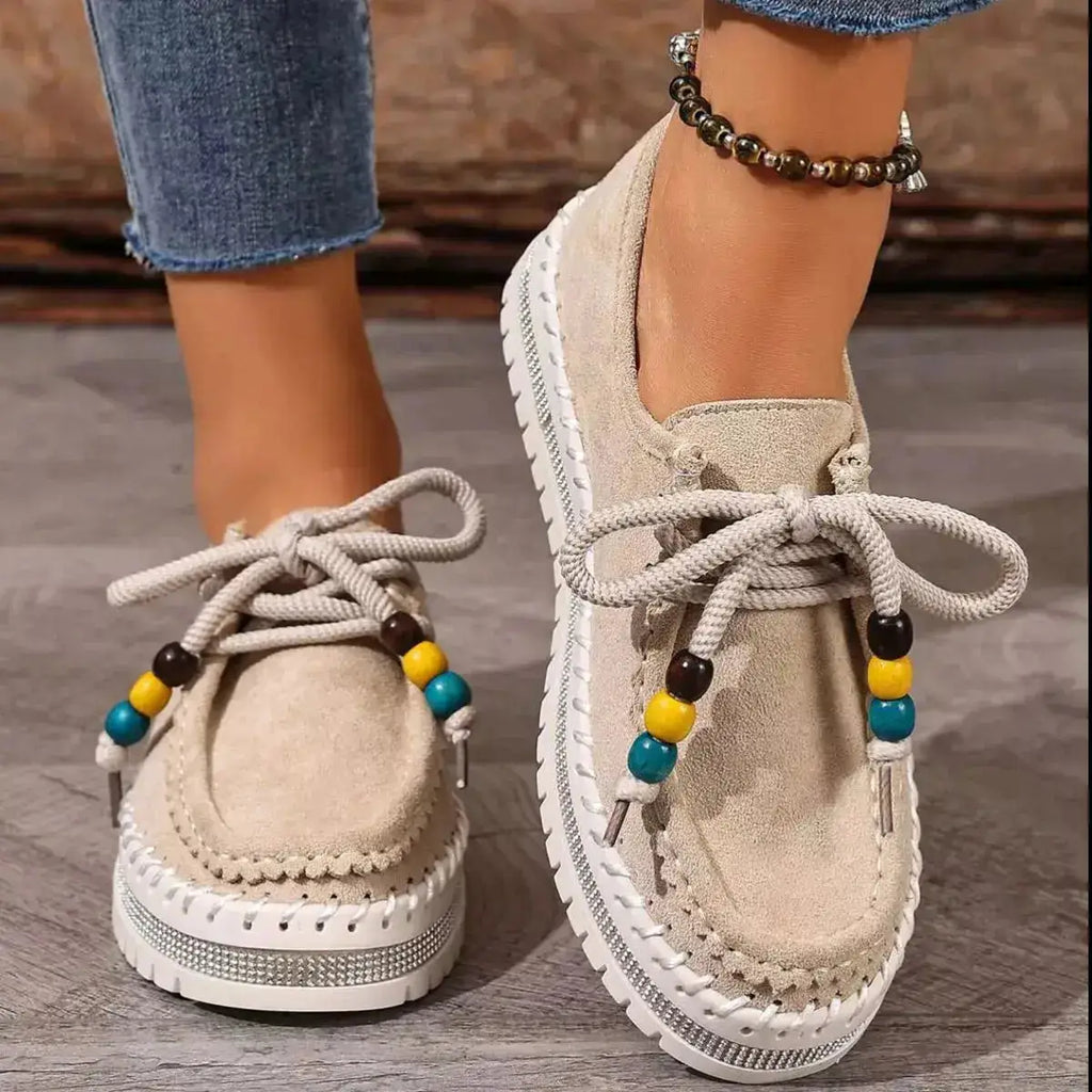 Stylish Suede Round Toe Platform Loafers by Parfymia
