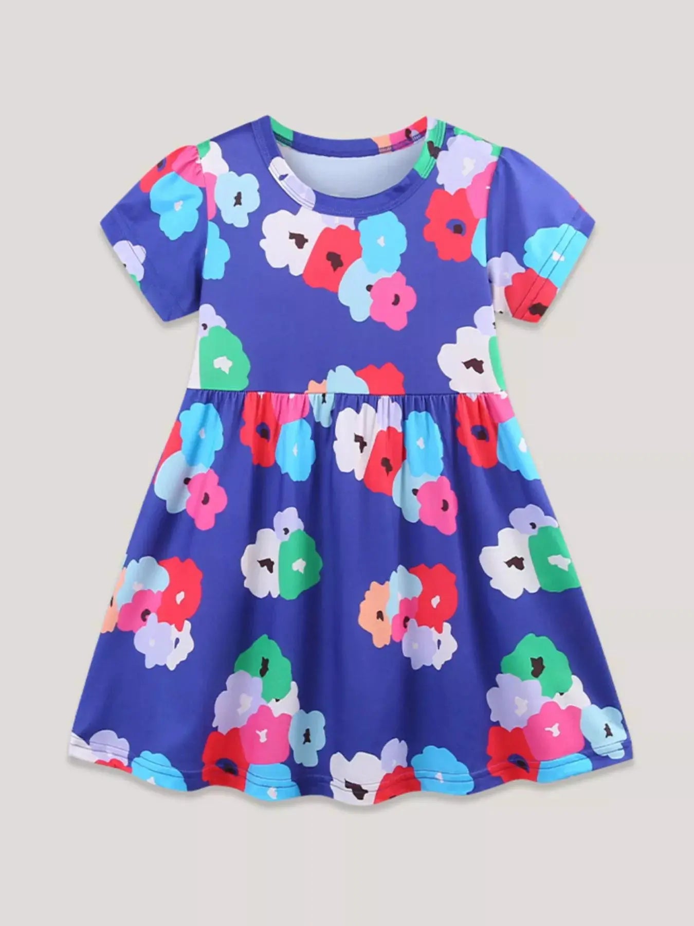 Girls Floral Print Short Sleeve Dress Casual Cute Everyday Wear — Parfymia