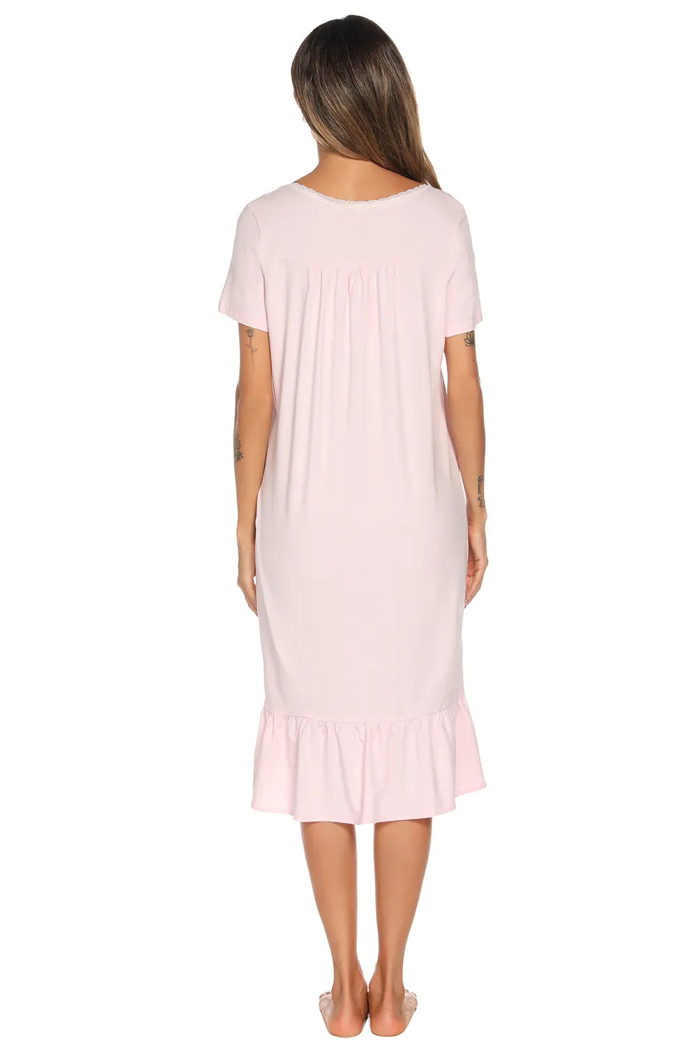 Women's Lounge Dress – Lace Square Neck