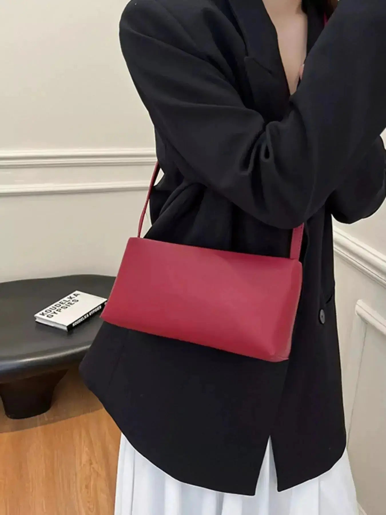 Leather Rectangular Shoulder Bag by Parfymia