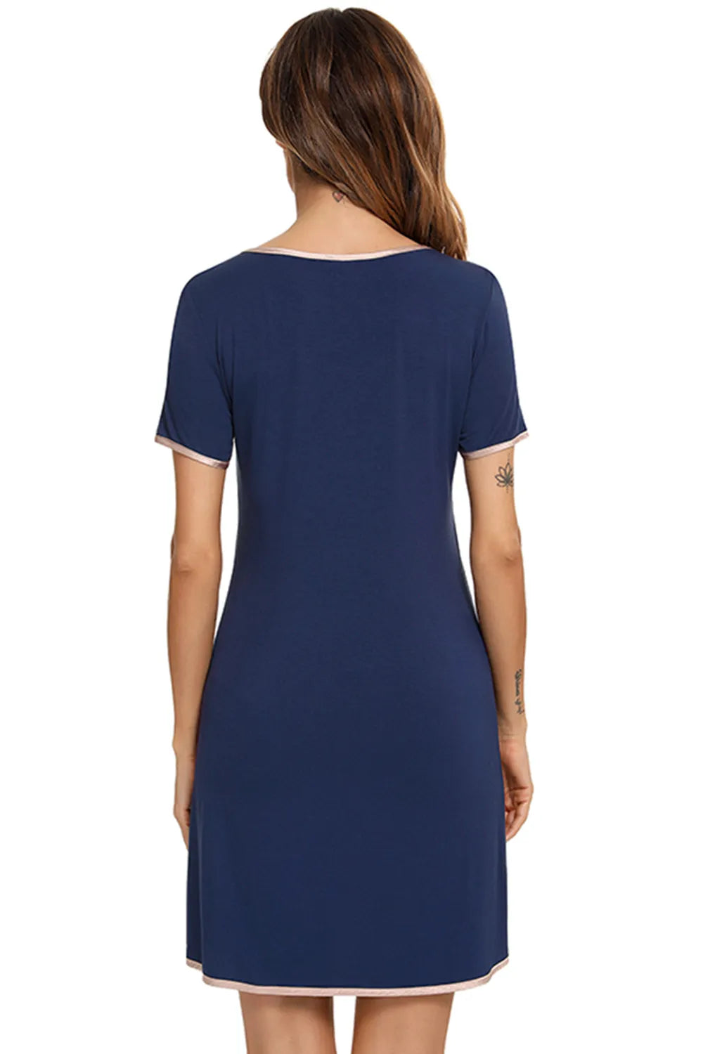 Women's Lounge Dress – Contrast Trim Pocketed