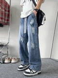 Men's Pants Distressed Wide Leg Jeans Plus Size