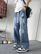 Men's Pants Distressed Wide Leg Jeans Plus Size