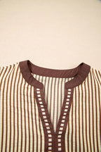 Women's Midi Dress – Striped Flutter Sleeve