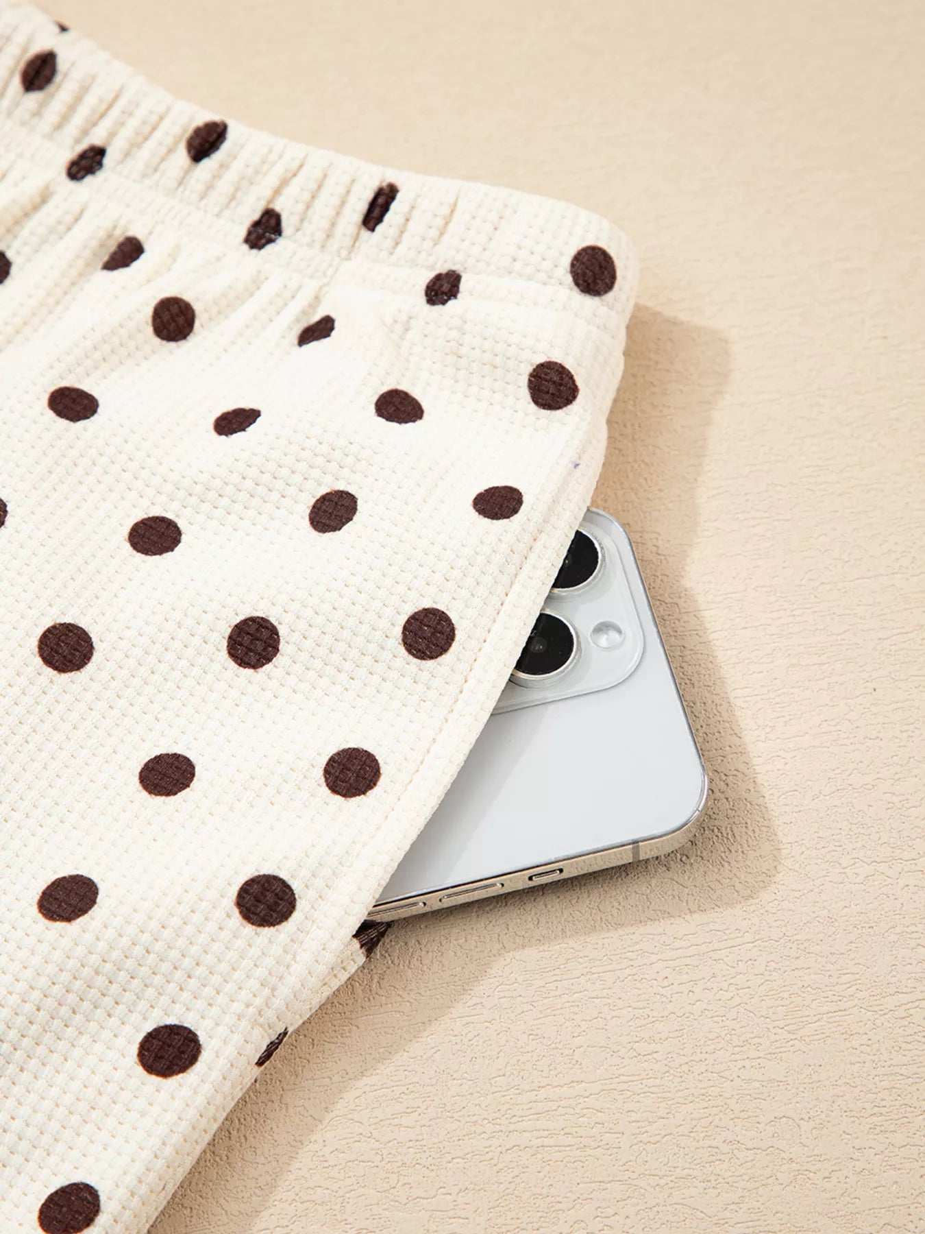 Women's Lounge Set Polka Dot Long Sleeve Top & Joggers