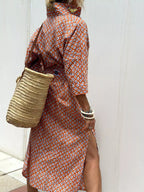 Women's Midi Dress – Printed Button-Down Plus