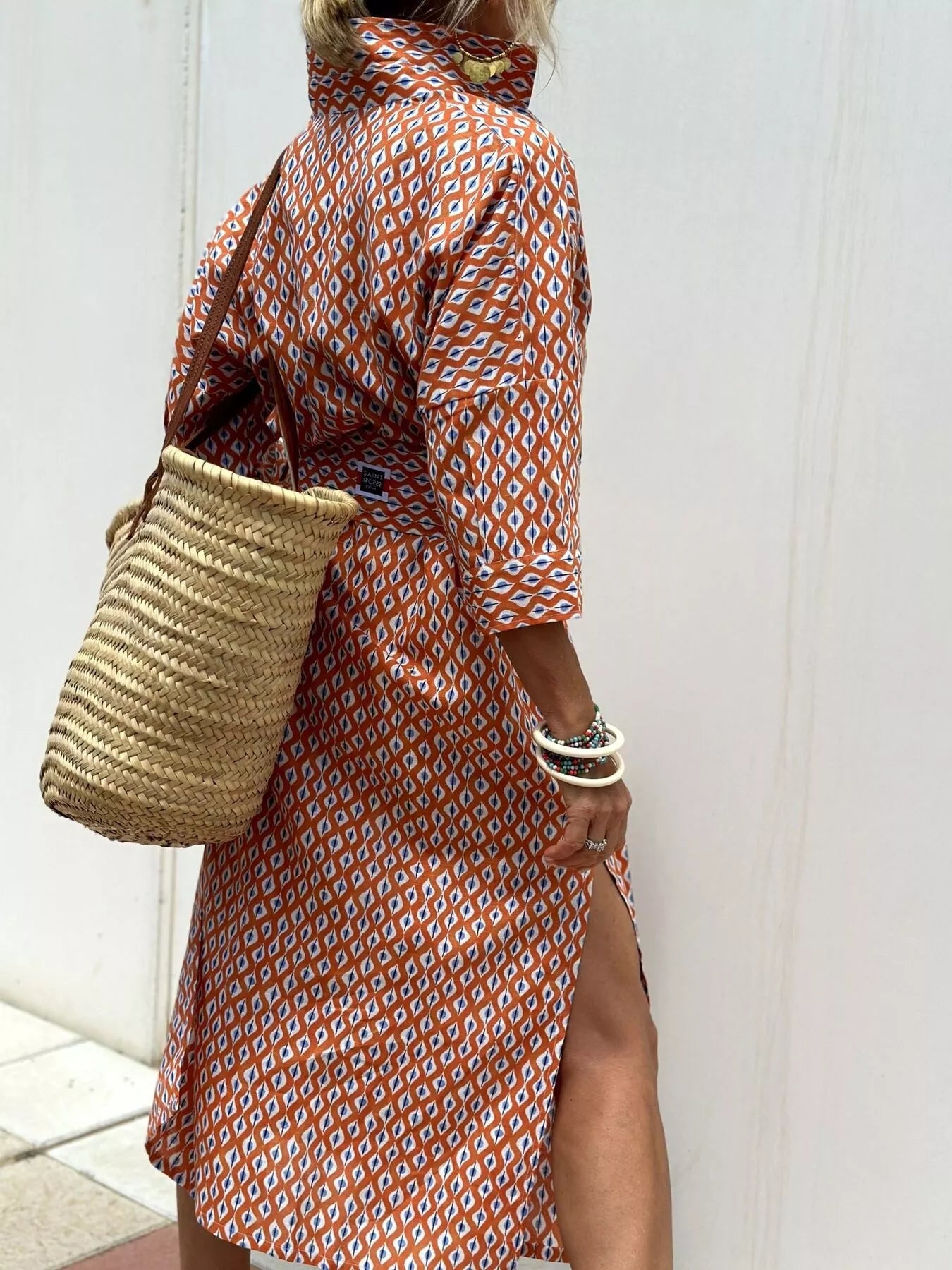 Women's Midi Dress – Printed Button-Down Plus