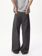 Men's Pants Wide Leg Cargo Button Fly