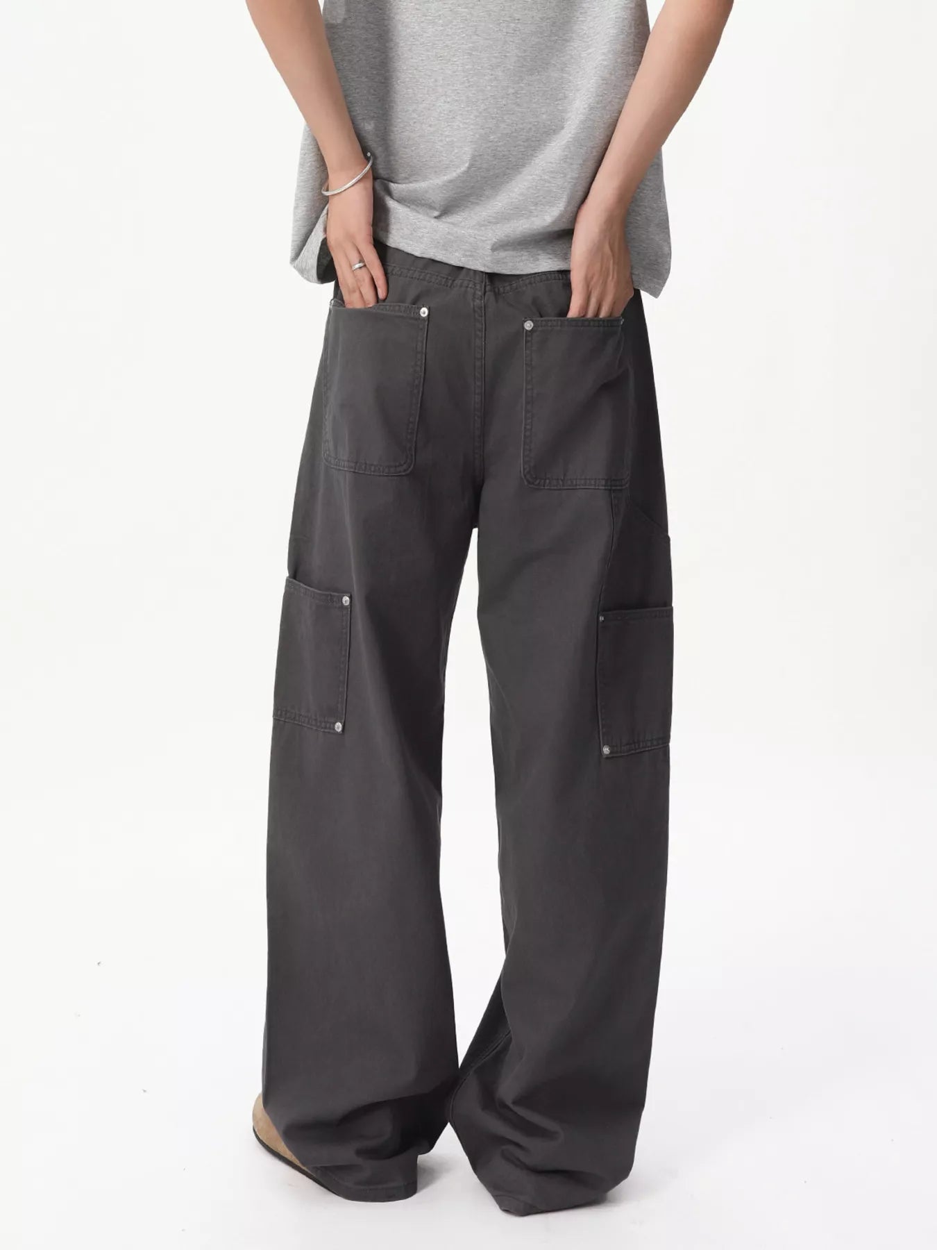 Men's Pants Wide Leg Cargo Button Fly