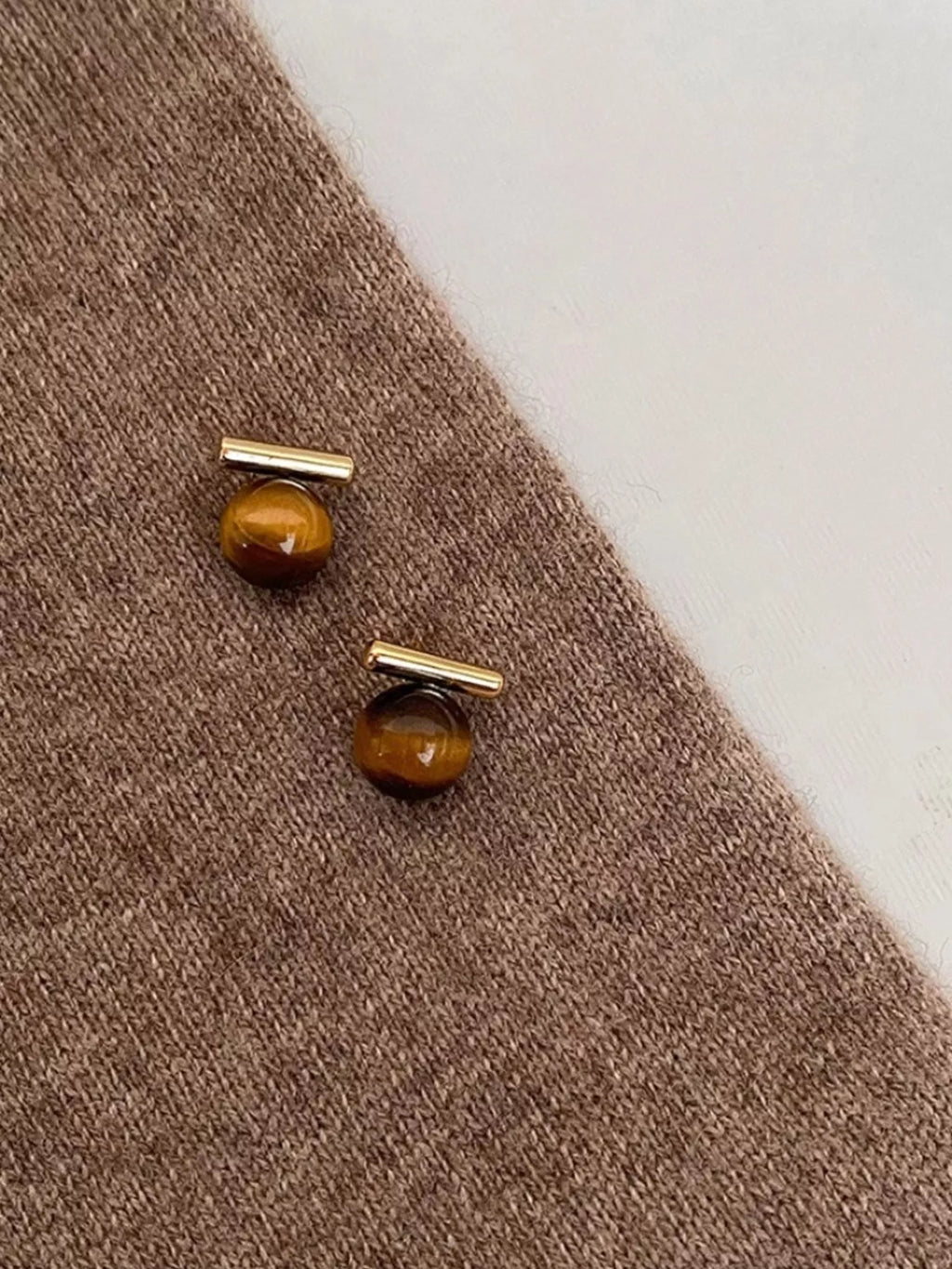 Women's Tiger Eye Stone Stud Earrings