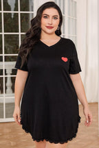 Women's Plus Size Lace Trim V-Neck Night Dress