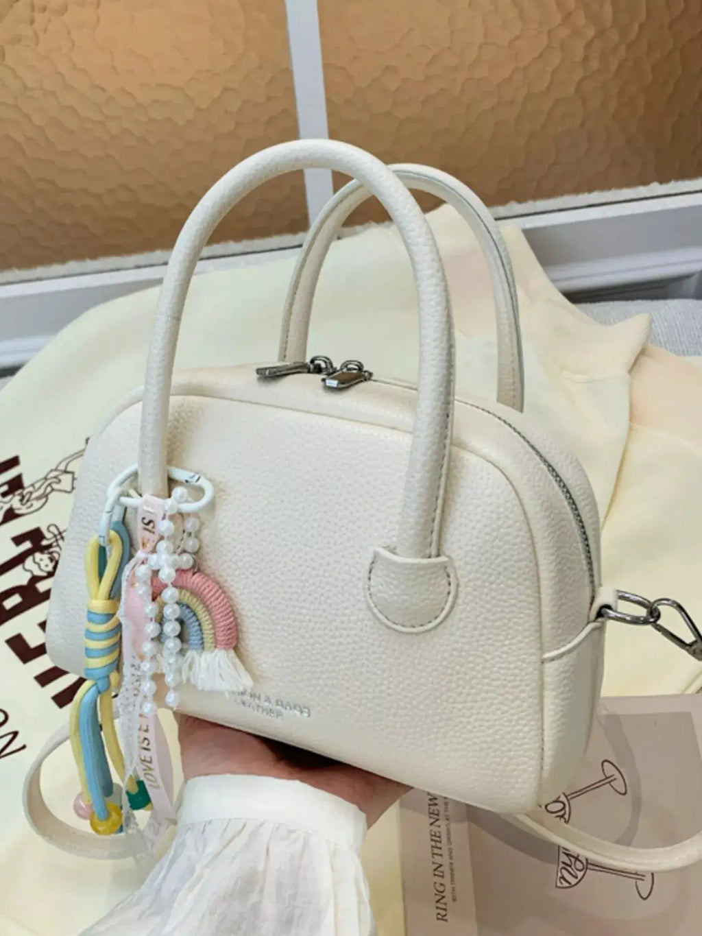 Mini PU Leather Crossbody Bag With Charm Decor Tassels — Parfymia