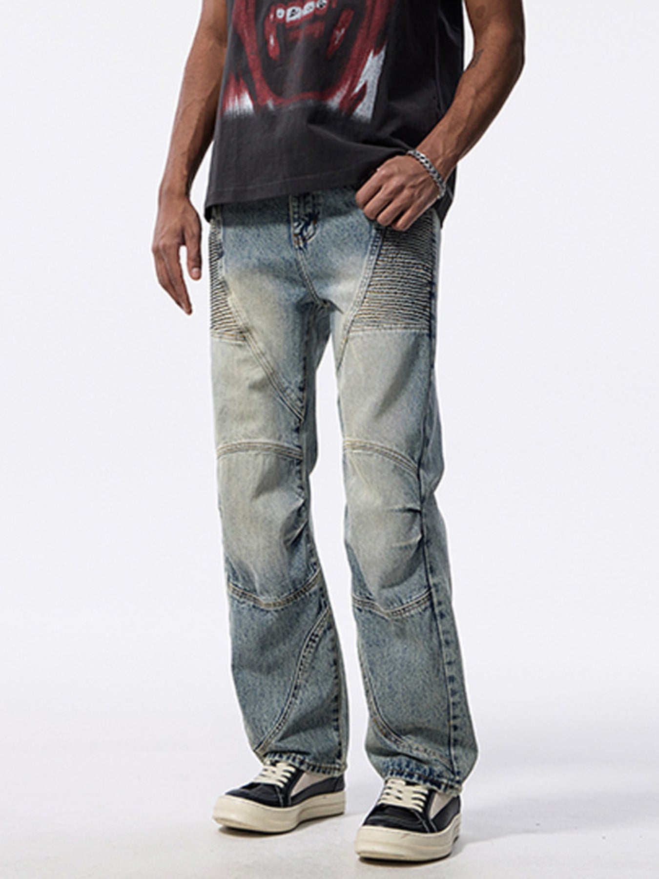 Men's Wide Leg Jeans – Washed Light Blue