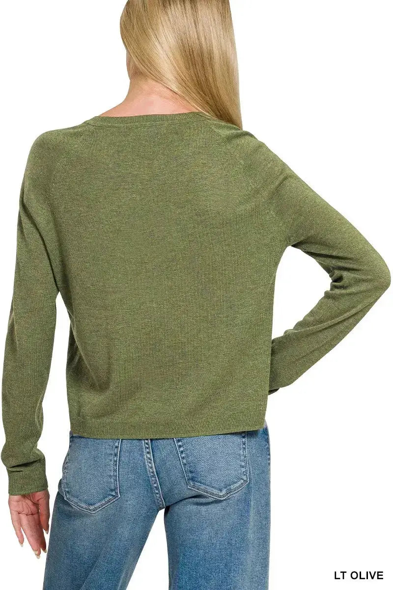 Zenana Lightweight Wool Blend Round Neck Sweater For Women Cozy Knit — Parfymia