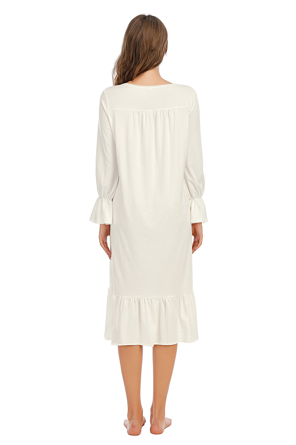 Women's Flounce Sleeve Ruffle Hem Night Dress