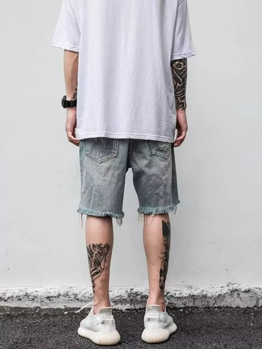 Men's Distressed Denim Shorts Plus Size